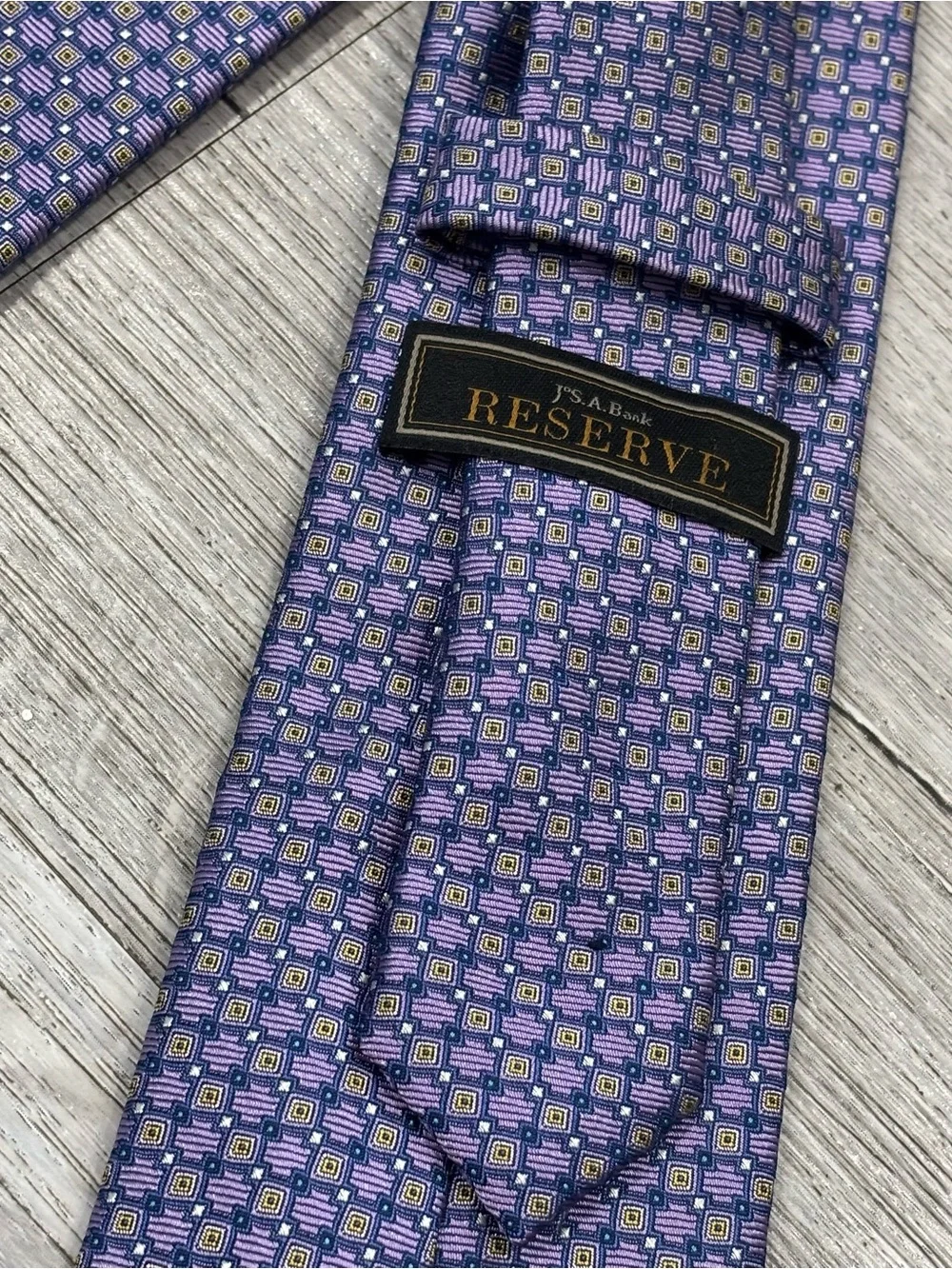 Jos A. Bank Reserve Purple Geometric Silk Tie formal business wear